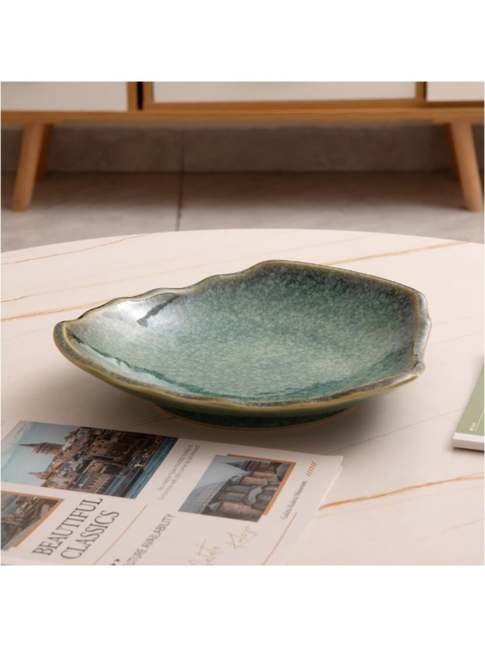 Large 12'' Ceramic Decorative Bowl - Modern Centerpiece for Kitchen & Entryway